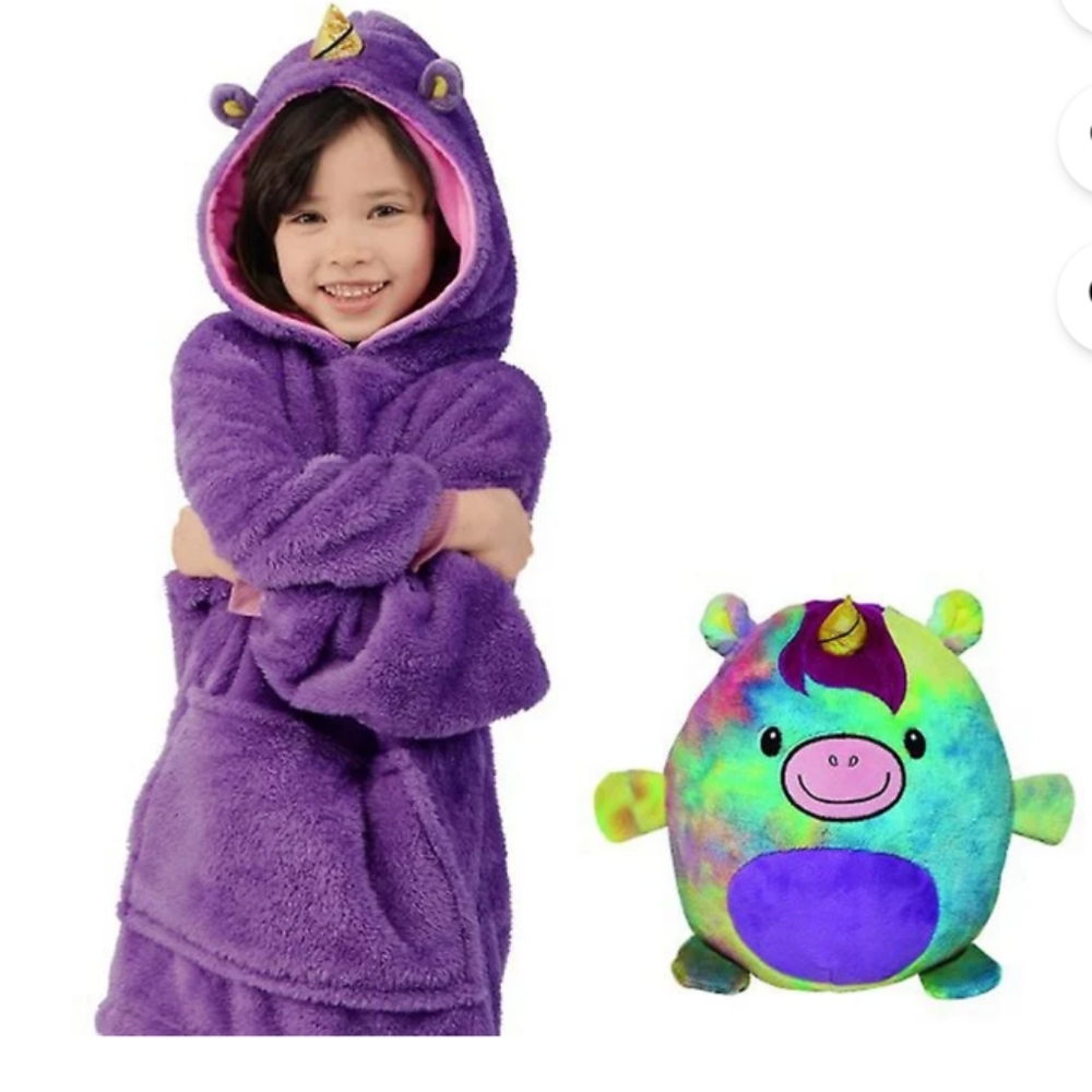 Huggle Pets Purple Rainbow Unicorn Oversized Hoodie, One Size (See Measurements)